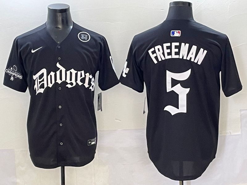 Men 2025 Los Angeles Dodgers #5 Freeman Black Seventh generation Joint Name Nike MLB Jersey style 7->los angeles dodgers->MLB Jersey